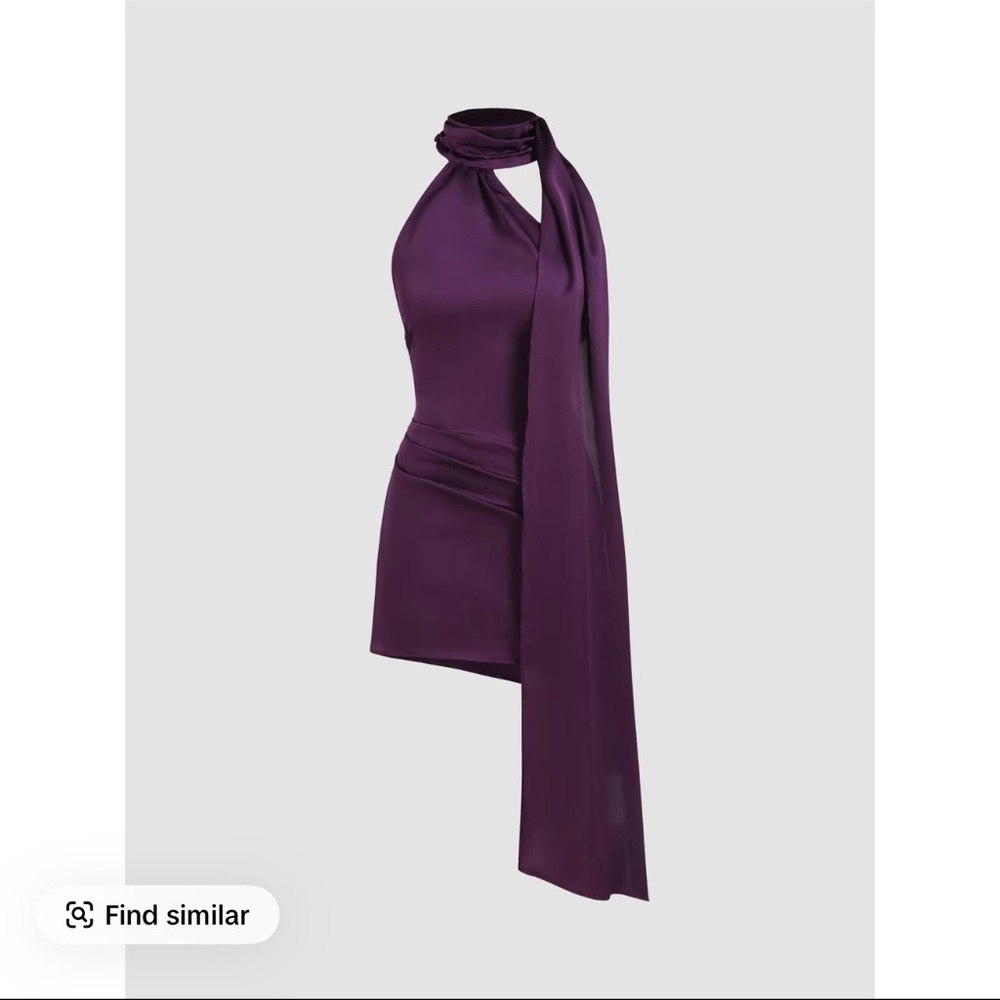 Cider Asymmetrical Halter Dress in Deep Plum